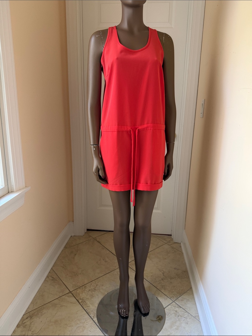 NWT The Limited Red Sleeveless Drawstring Romper with Pockets